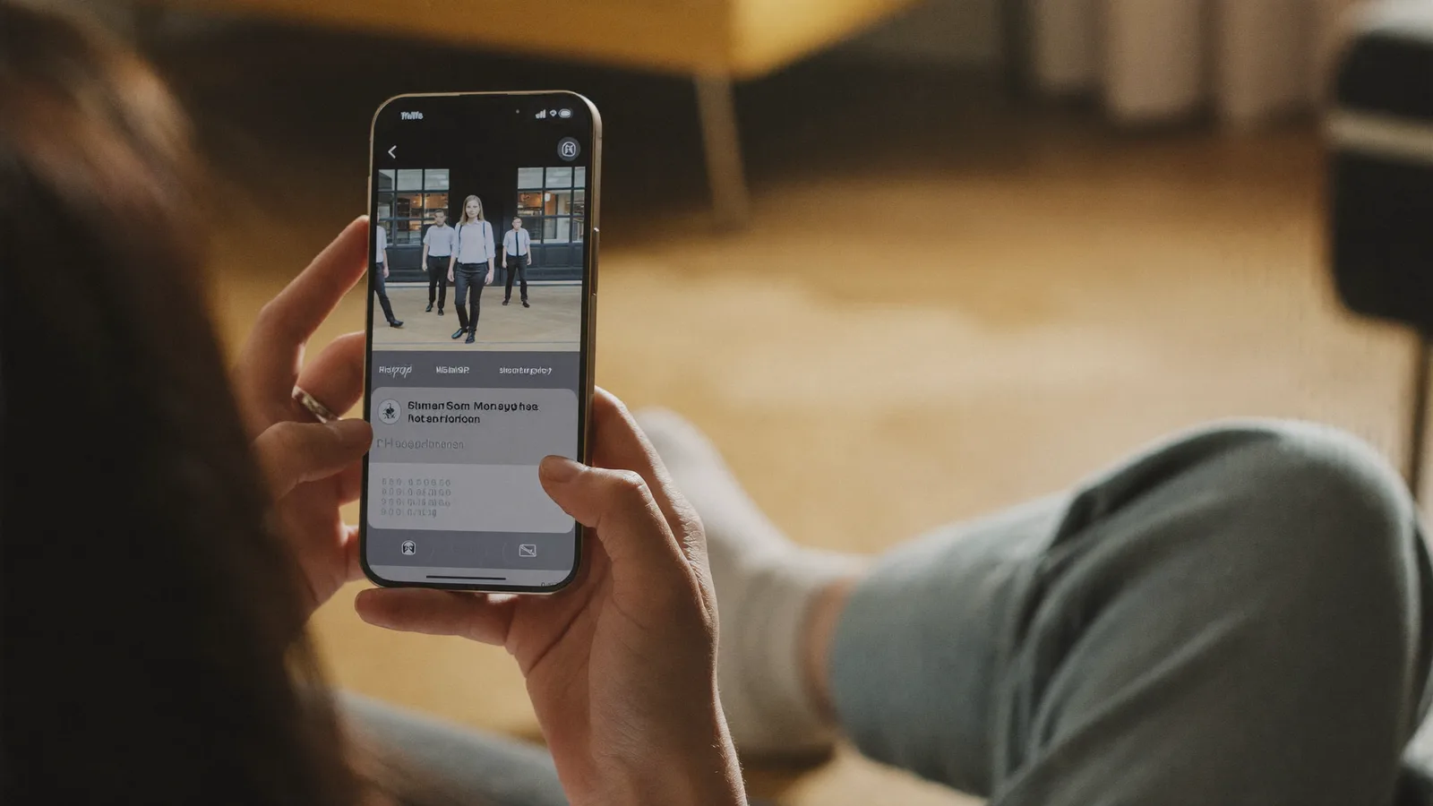 Parent consultant une notification de l'école sur son téléphone