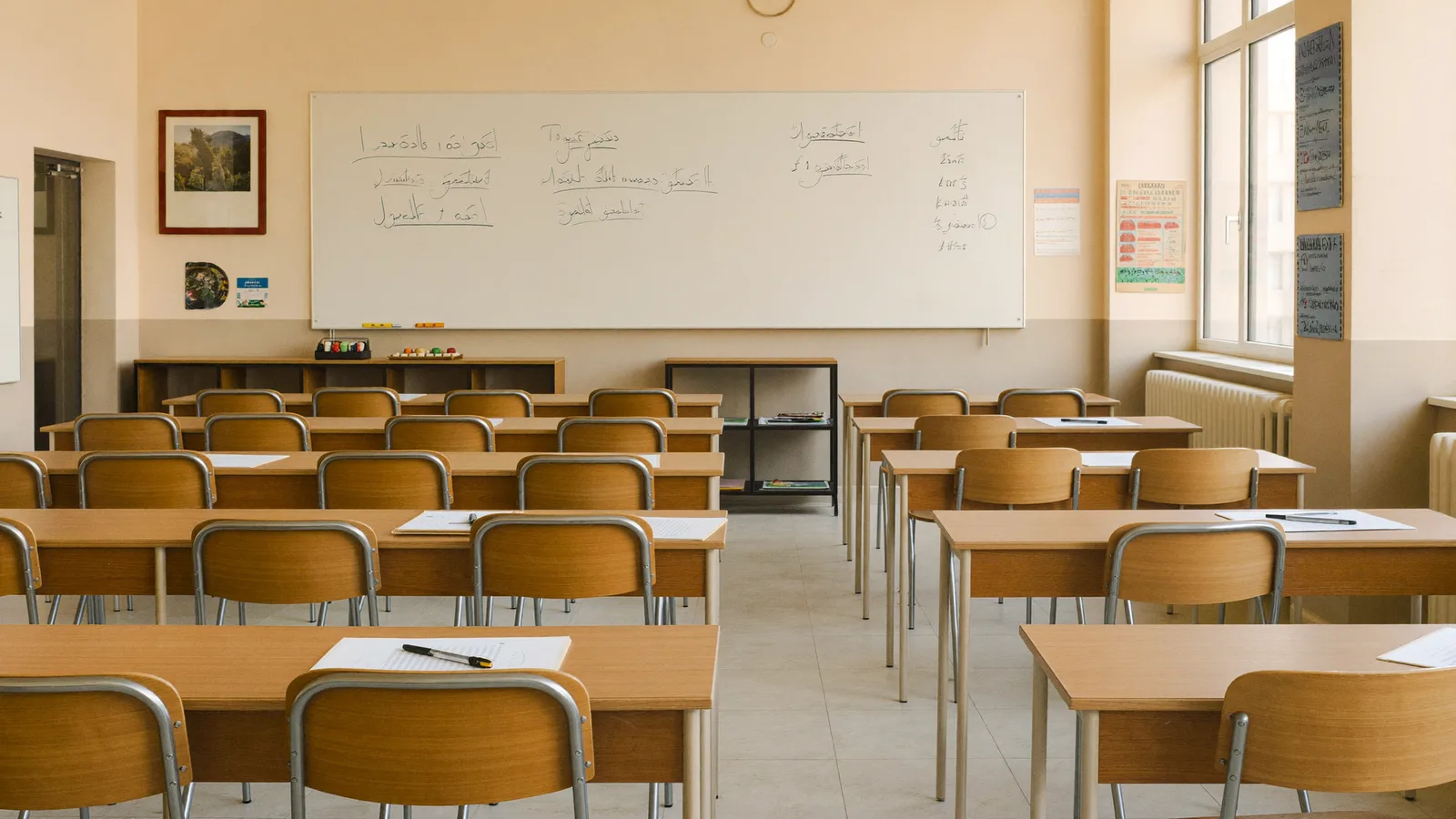 Salle de classe marocaine moderne, ambiance rentrée